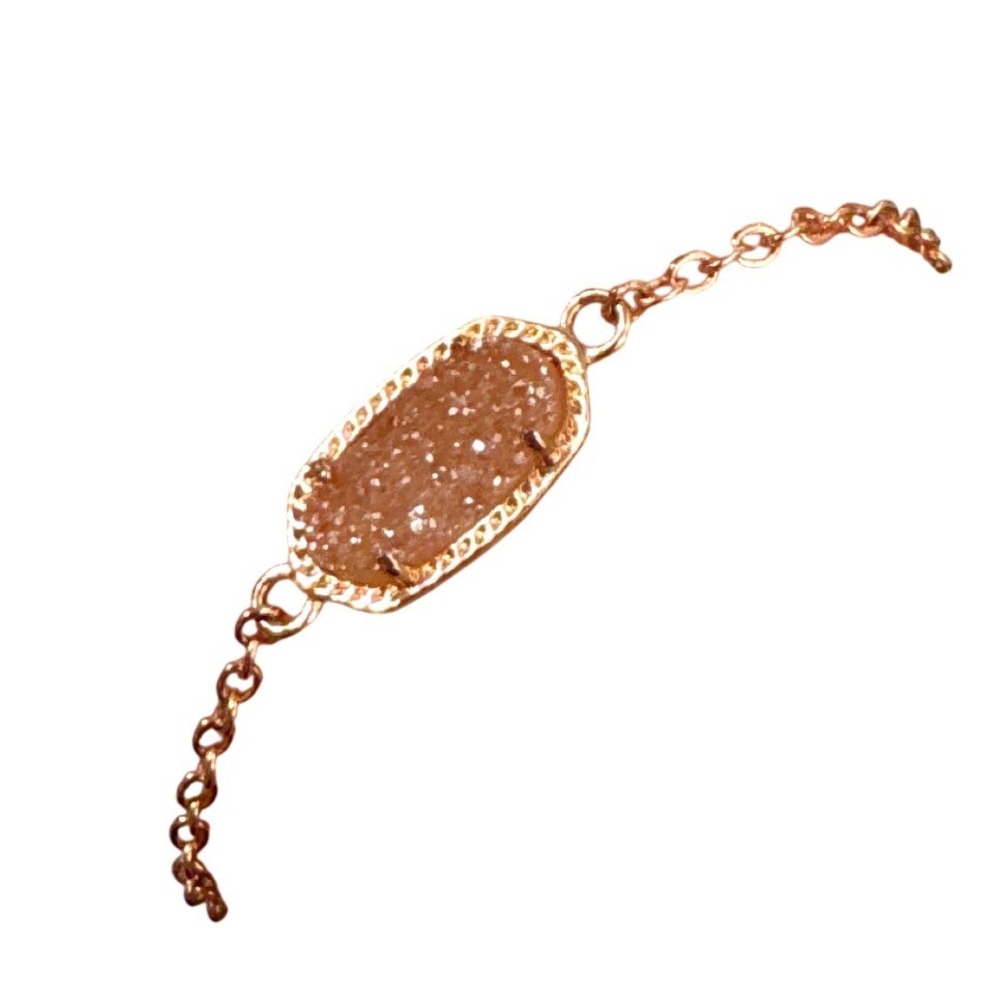Kendra Scott Elaina Adjustable Chain Bracelet Rose Gold Druzy